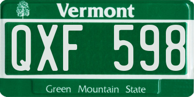 VT license plate QXF598
