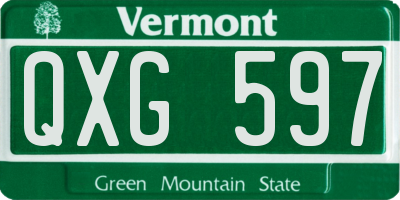 VT license plate QXG597