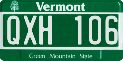 VT license plate QXH106