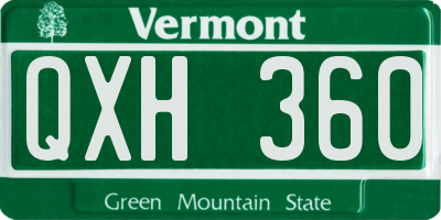 VT license plate QXH360