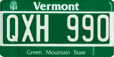 VT license plate QXH990