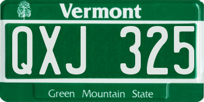 VT license plate QXJ325