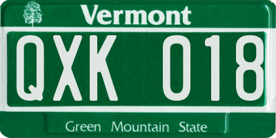 VT license plate QXK018