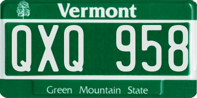 VT license plate QXQ958