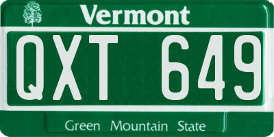 VT license plate QXT649