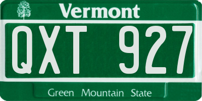 VT license plate QXT927