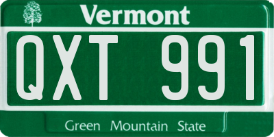 VT license plate QXT991