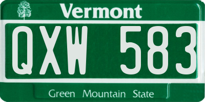 VT license plate QXW583