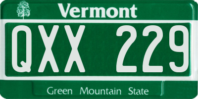 VT license plate QXX229
