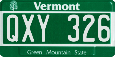 VT license plate QXY326