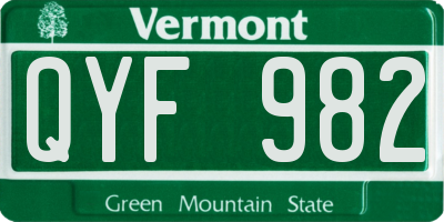 VT license plate QYF982