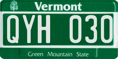 VT license plate QYH030
