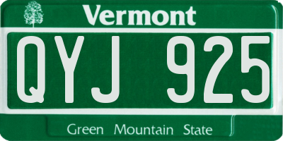 VT license plate QYJ925
