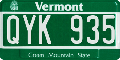 VT license plate QYK935