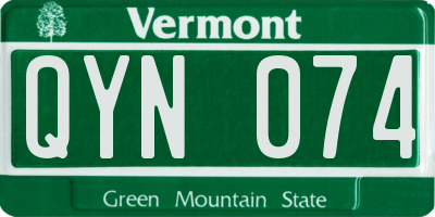 VT license plate QYN074