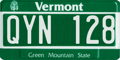 VT license plate QYN128