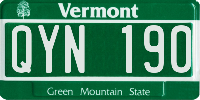 VT license plate QYN190