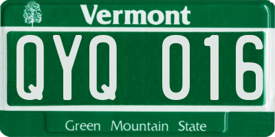 VT license plate QYQ016