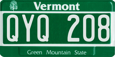 VT license plate QYQ208