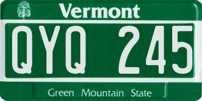 VT license plate QYQ245