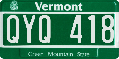 VT license plate QYQ418