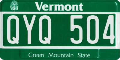 VT license plate QYQ504