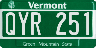 VT license plate QYR251