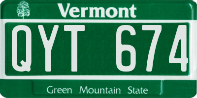 VT license plate QYT674