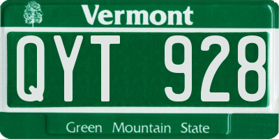 VT license plate QYT928