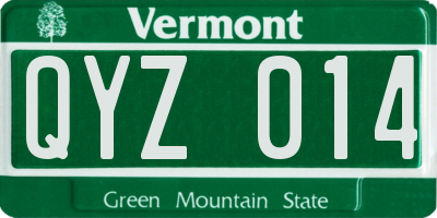 VT license plate QYZ014