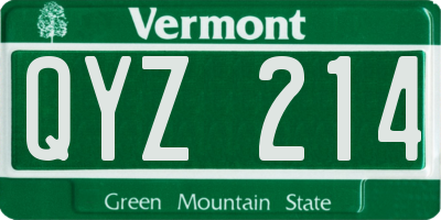 VT license plate QYZ214