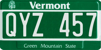 VT license plate QYZ457