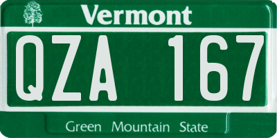 VT license plate QZA167
