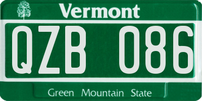 VT license plate QZB086
