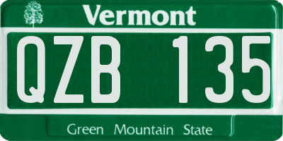 VT license plate QZB135
