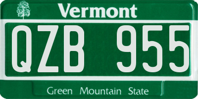 VT license plate QZB955