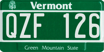 VT license plate QZF126