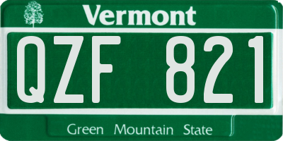 VT license plate QZF821