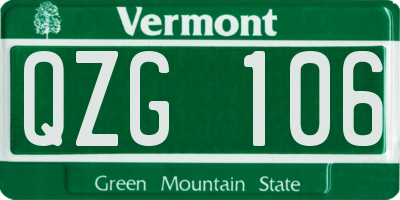 VT license plate QZG106