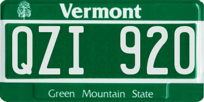 VT license plate QZI920