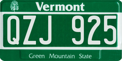 VT license plate QZJ925