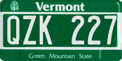 VT license plate QZK227