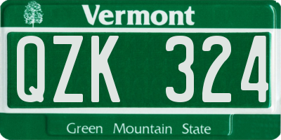 VT license plate QZK324