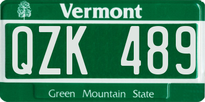 VT license plate QZK489