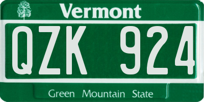 VT license plate QZK924