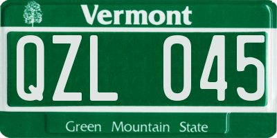 VT license plate QZL045