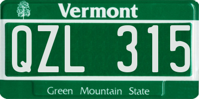 VT license plate QZL315