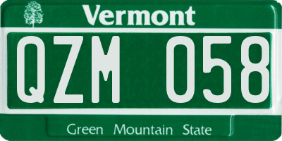 VT license plate QZM058