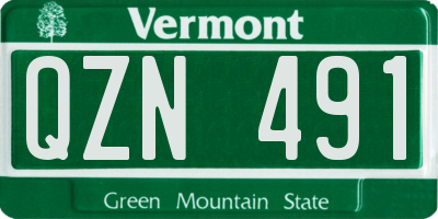 VT license plate QZN491