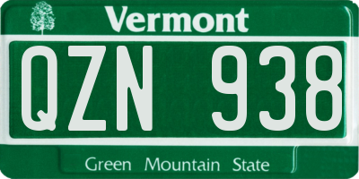 VT license plate QZN938